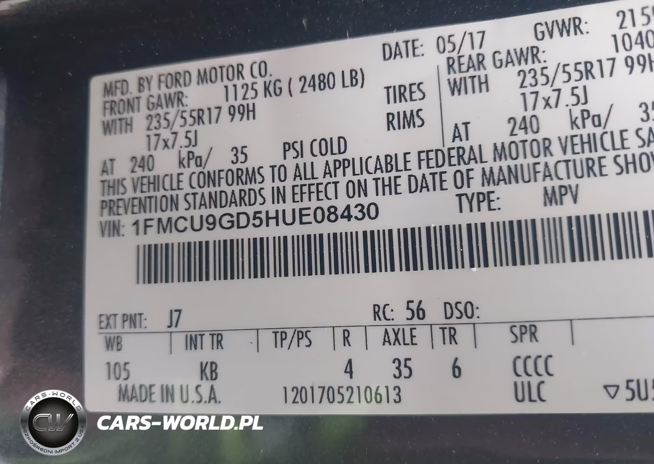 2017 Ford Escape Se VIN:1FMCU9GD5HUE08430 - 9