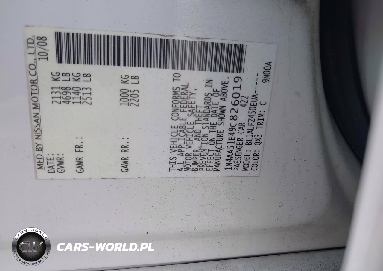 2009 Nissan Maxima 3.5 Sv VIN:1N4AA51E49C826019 - 9