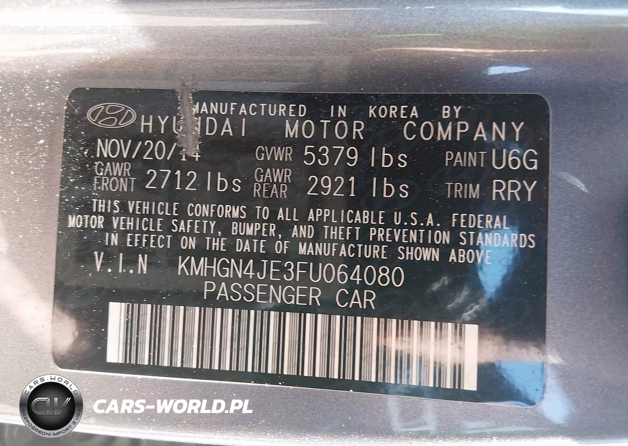 2015 Hyundai Genesis 3.8 VIN:KMHGN4JE3FU064080 - 9
