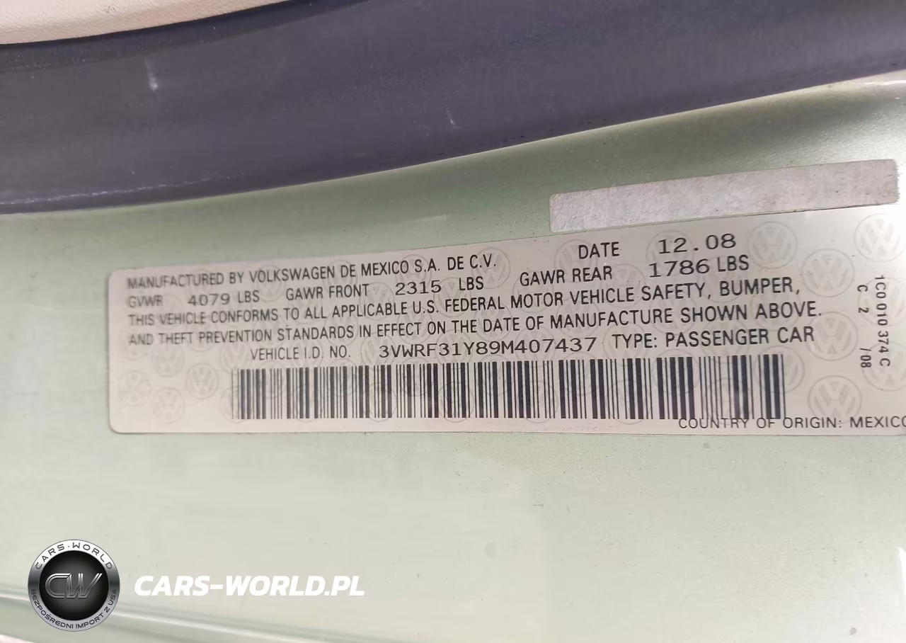2009 Volkswagen New Beetle 2.5L VIN:3VWRF31Y89M407437 - 9