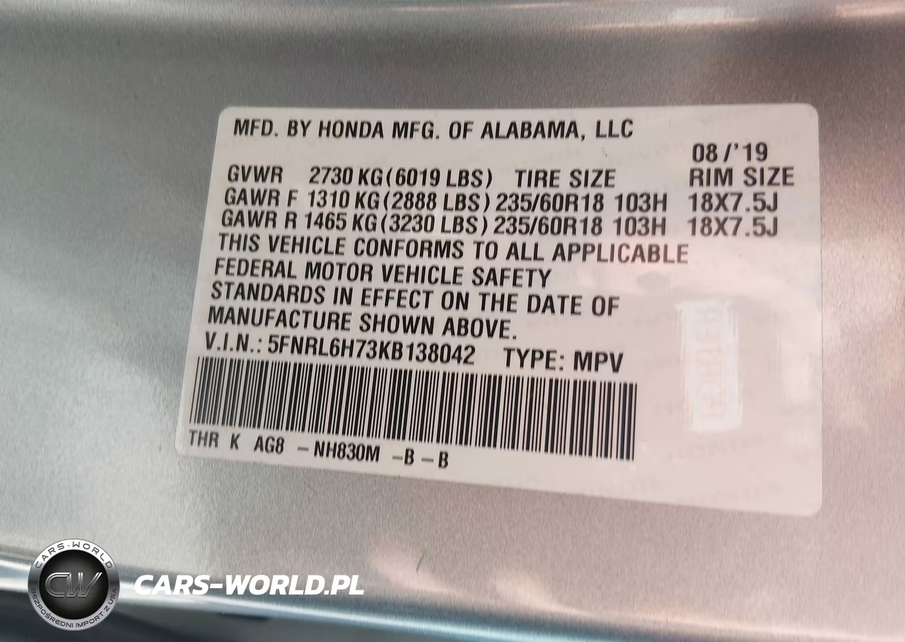 2019 Honda Odyssey Ex-L VIN:5FNRL6H73KB138042 - 9