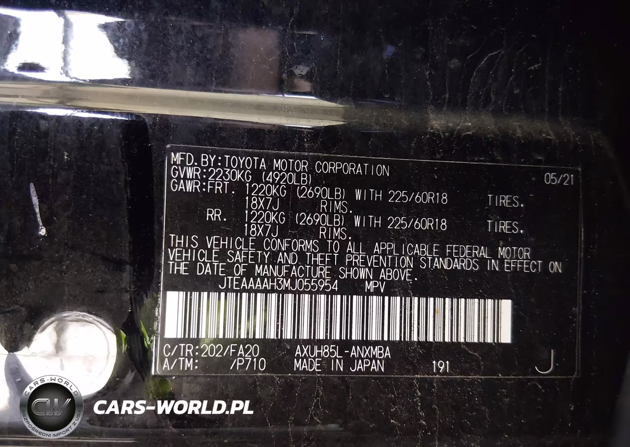 2021 Toyota Venza Le VIN:JTEAAAAH3MJ055954 - 9