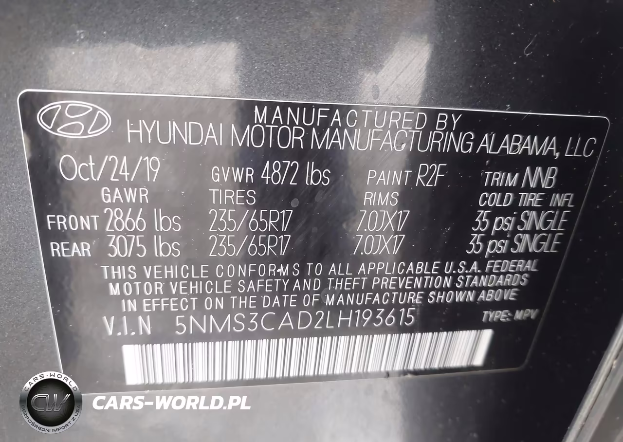 2020 Hyundai Santa Fe Sel VIN:5NMS3CAD2LH193615 - 9
