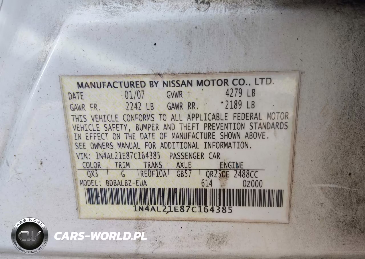 2007 Nissan Altima 2.5 S VIN:1N4AL21E87C164385 - 9