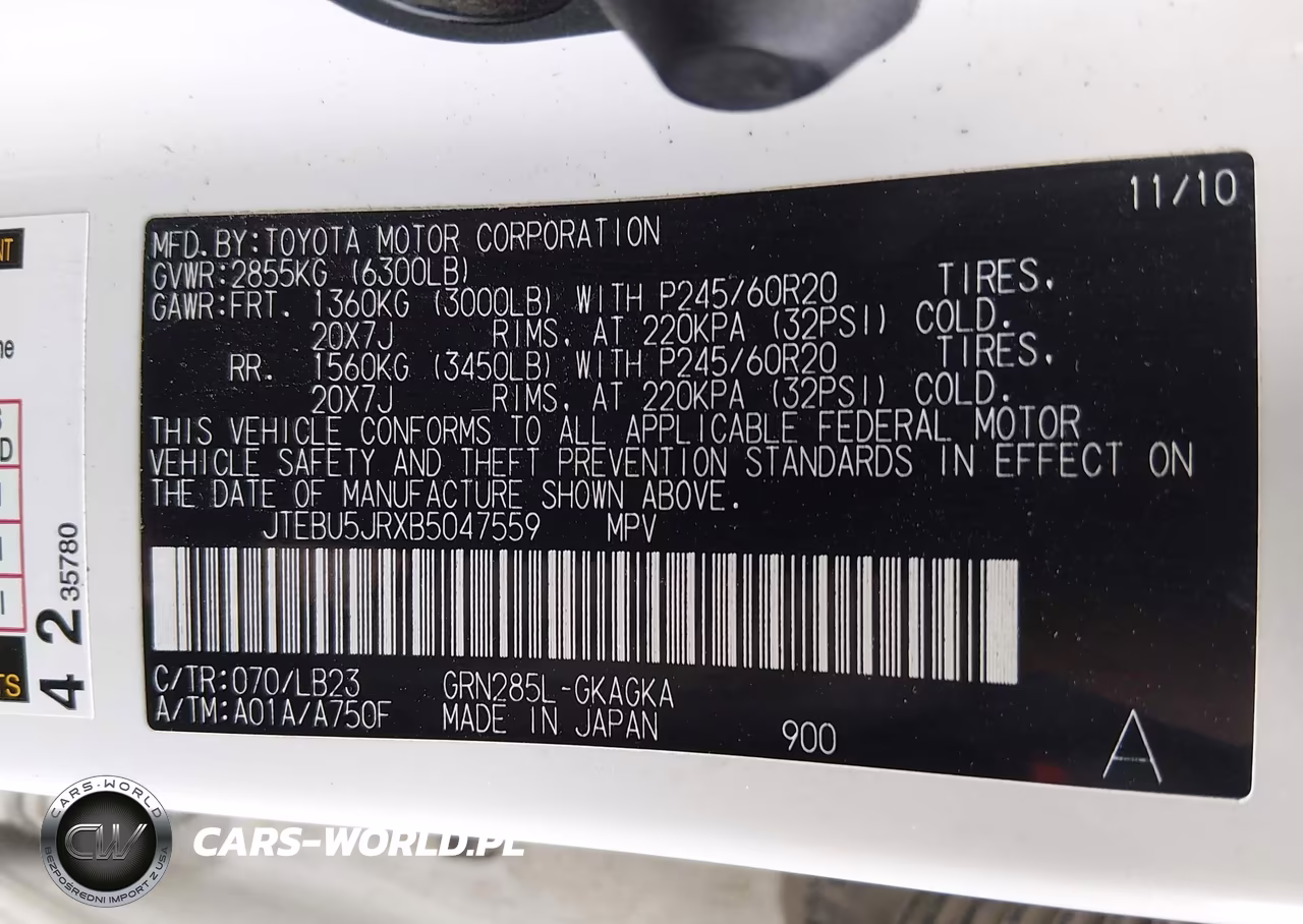 2011 Toyota 4Runner Limited V6 VIN:JTEBU5JRXB5047559 - 9