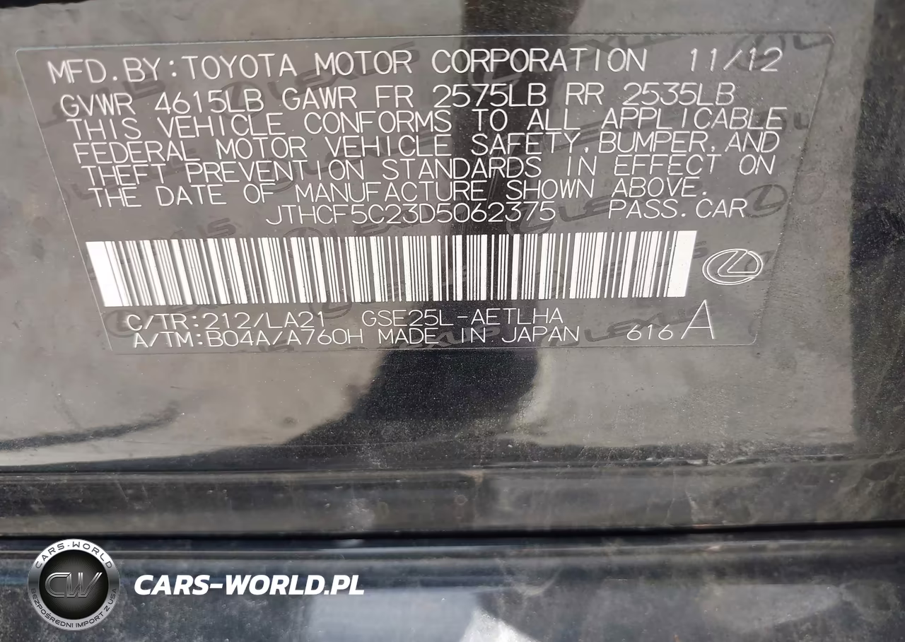 2013 Lexus Is 250 VIN:JTHCF5C23D5062375 - 9