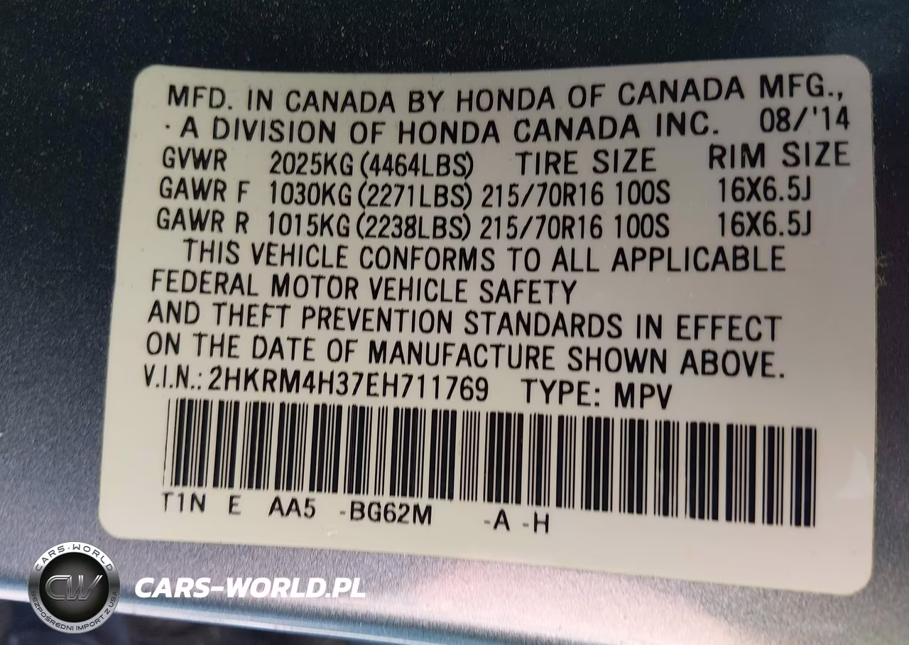 2014 Honda Cr-V Lx VIN:2HKRM4H37EH711769 - 9