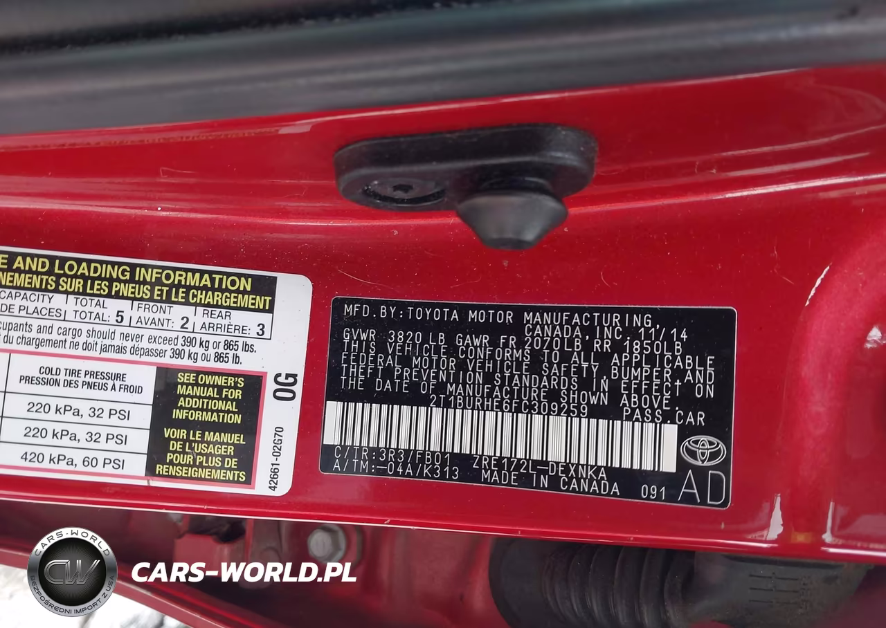 2015 Toyota Corolla Le Plus VIN:2T1BURHE6FC309259 - 9