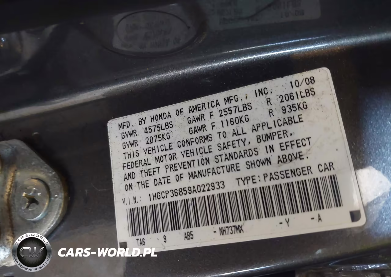 2009 Honda Accord 3.5 Ex-L VIN:1HGCP36859A022933 - 9