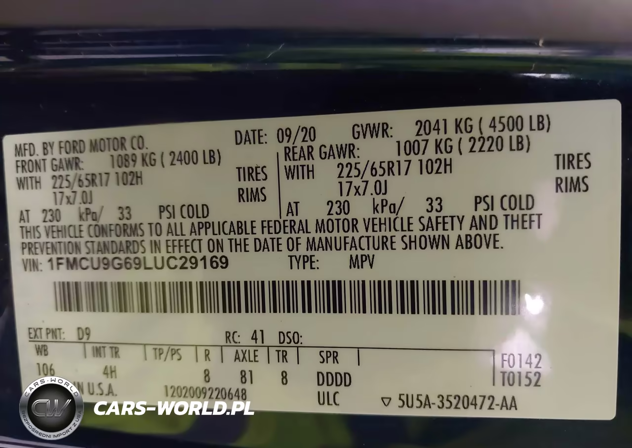 2020 Ford Escape Se VIN:1FMCU9G69LUC29169 - 9
