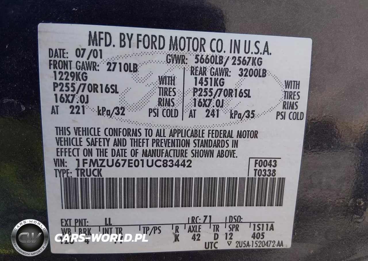 2001 Ford Explorer Sport Trac VIN:1FMZU67E01UC83442 - 9