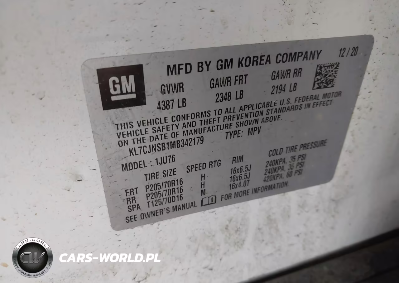 2021 Chevrolet Trax Awd Ls VIN:KL7CJNSB1MB342179 - 9