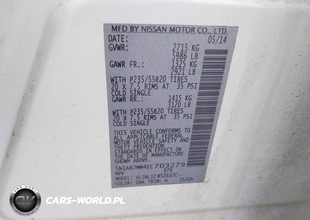 2014 Nissan Pathfinder Platinum VIN:5N1AR2MM4EC703279 - 9