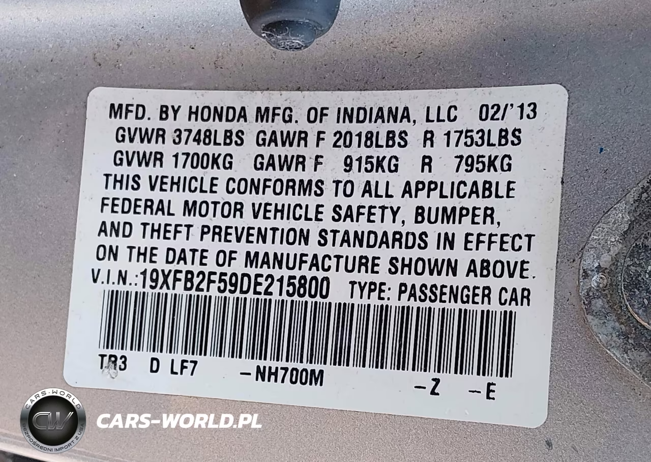 2013 Honda Civic Lx VIN:19XFB2F59DE215800 - 9
