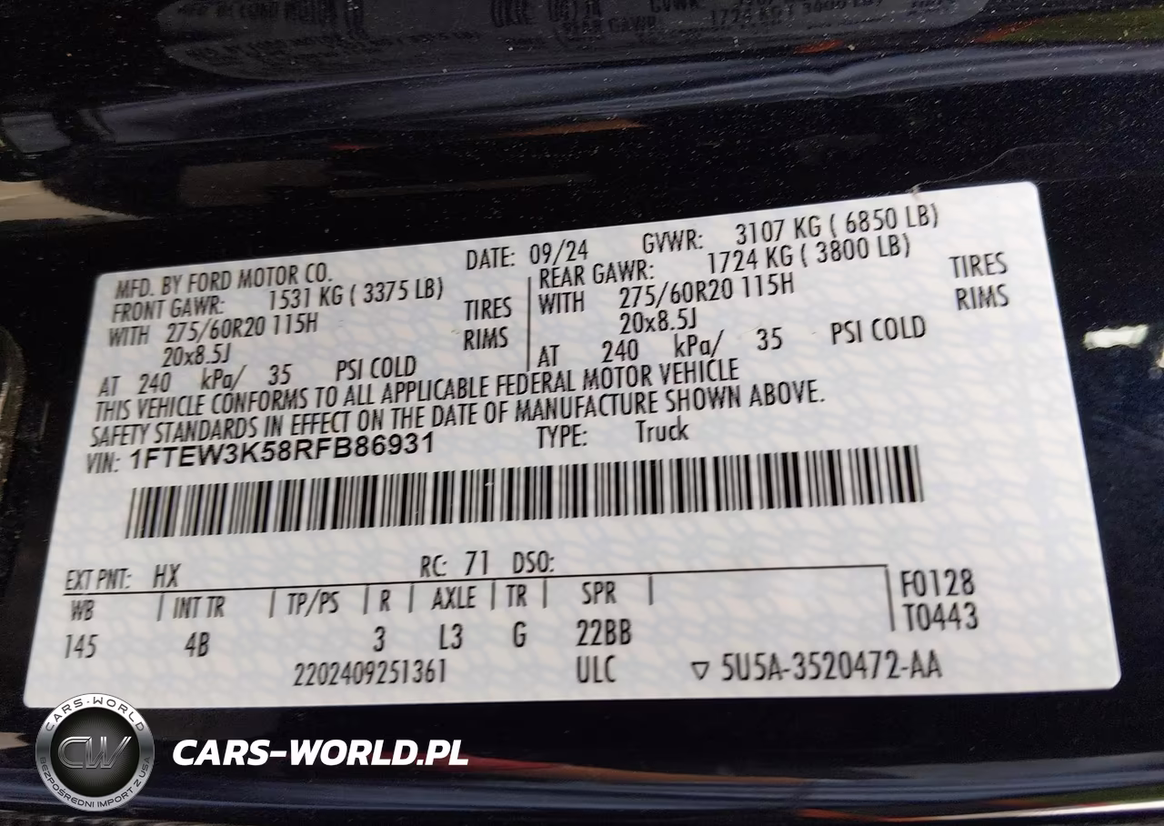 2024 Ford F-150 Xlt VIN:1FTEW3K58RFB86931 - 9