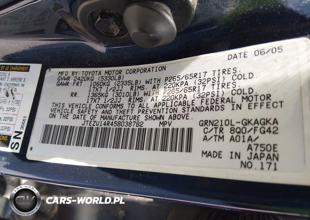 2005 Toyota 4Runner Sr5 V6 VIN:JTEZU14R458038782 - 9