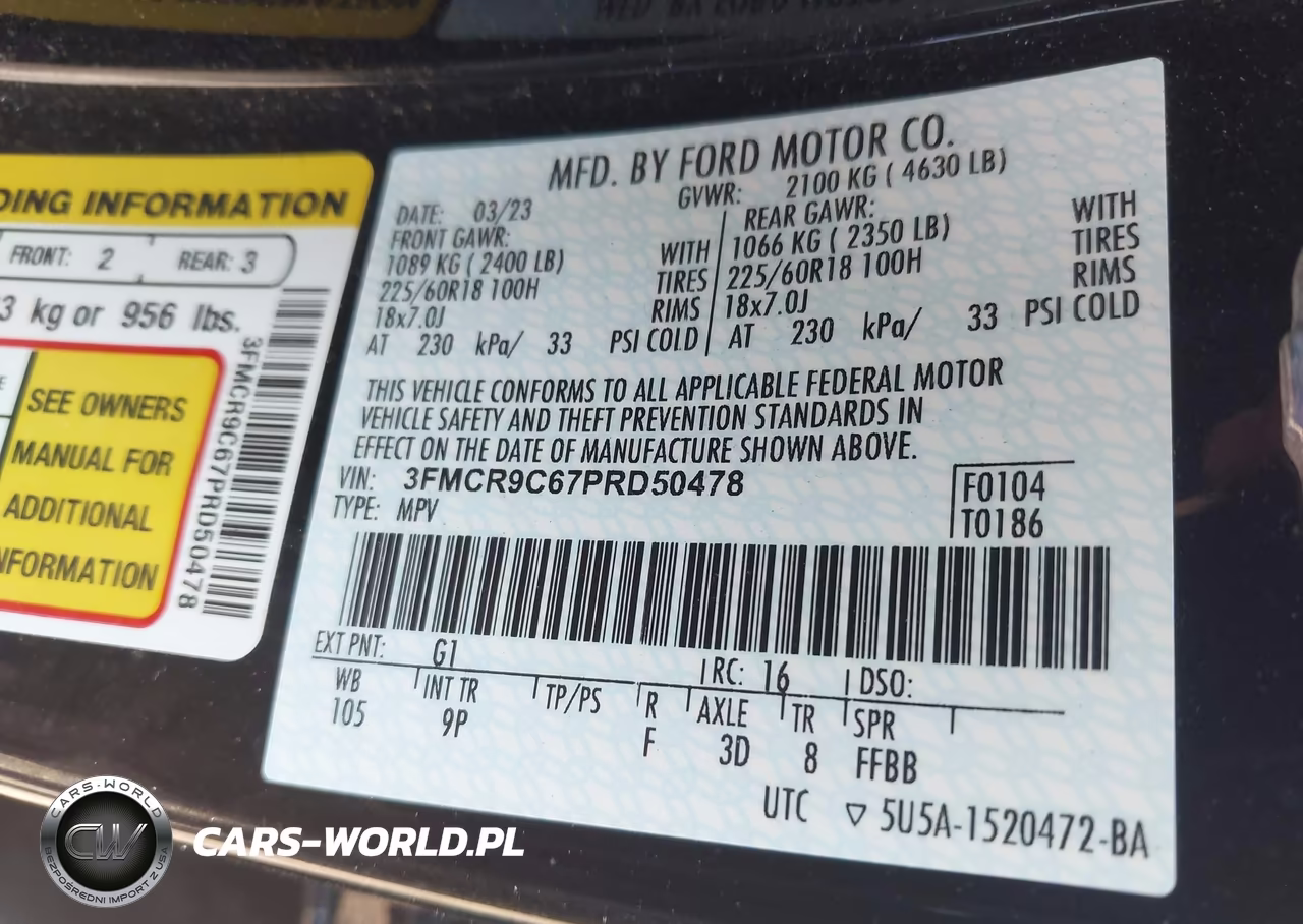 2023 Ford Bronco Sport Outer Banks VIN:3FMCR9C67PRD50478 - 9