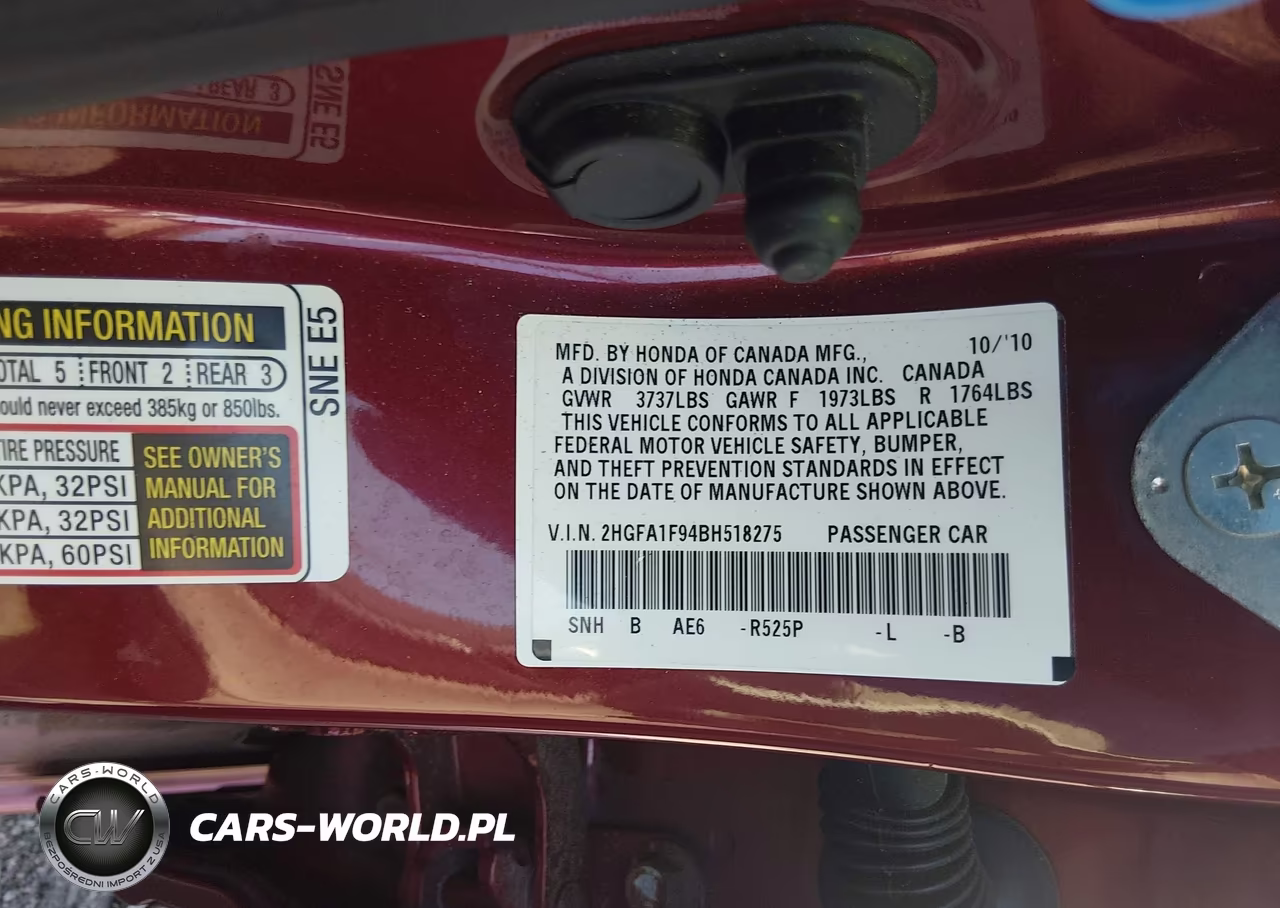 2011 Honda Civic Ex-L VIN:2HGFA1F94BH518275 - 9