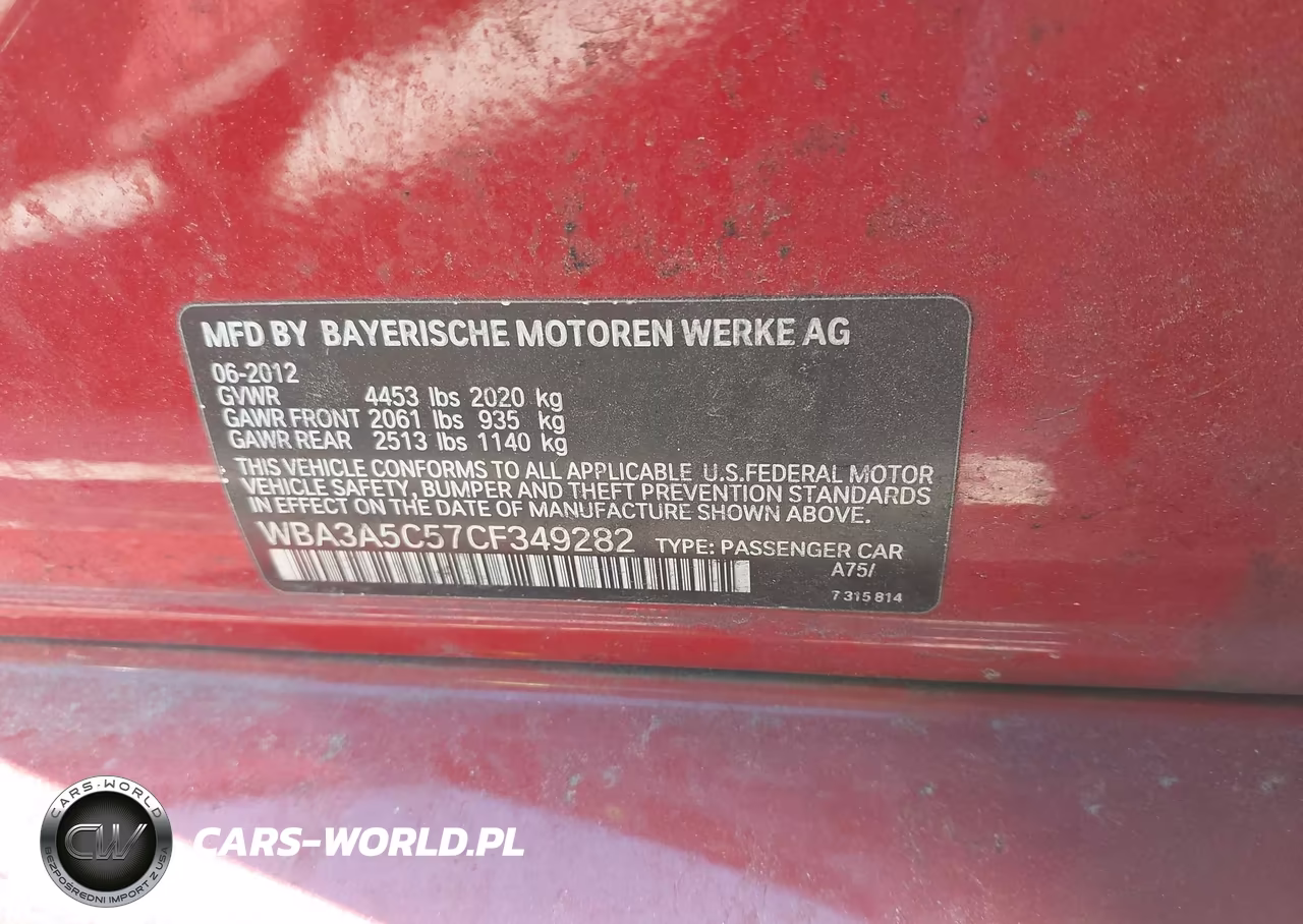 2012 BMW 328I VIN:WBA3A5C57CF349282 - 9