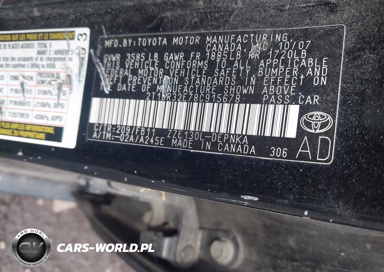 2008 Toyota Corolla Le VIN:2T1BR32E78C915678 - 10