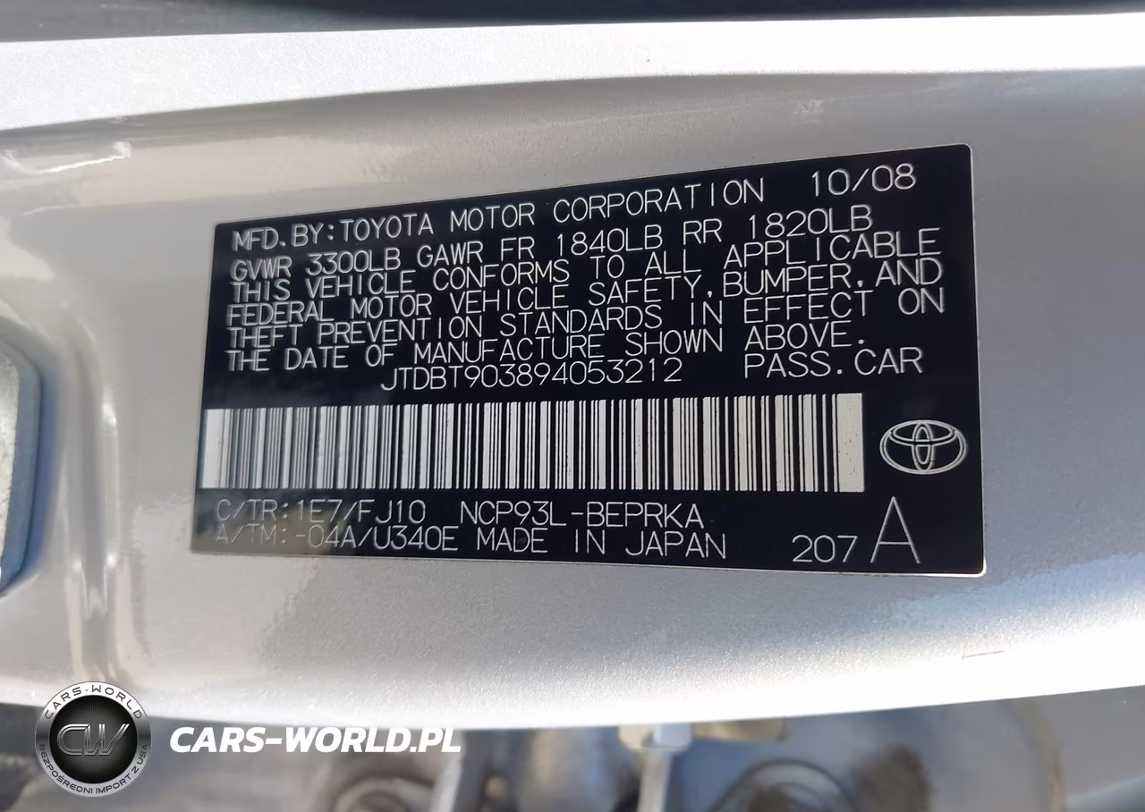 2009 Toyota Yaris VIN:JTDBT903894053212 - 9