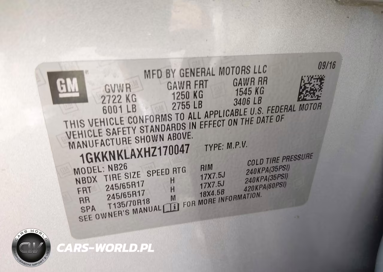 2017 GMC Acadia Sle-1 VIN:1GKKNKLAXHZ170047 - 9