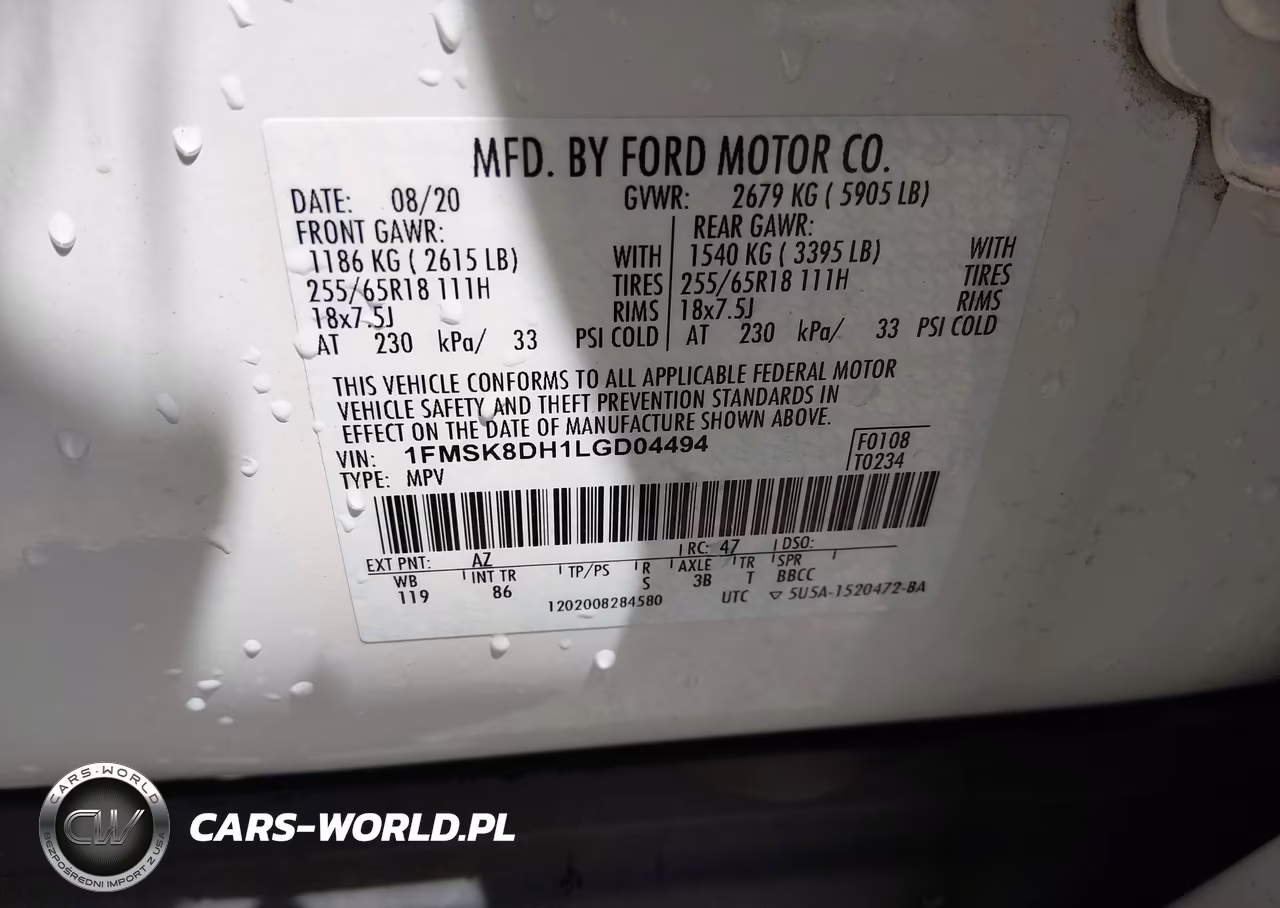 2020 Ford Explorer Xlt VIN:1FMSK8DH1LGD04494 - 9