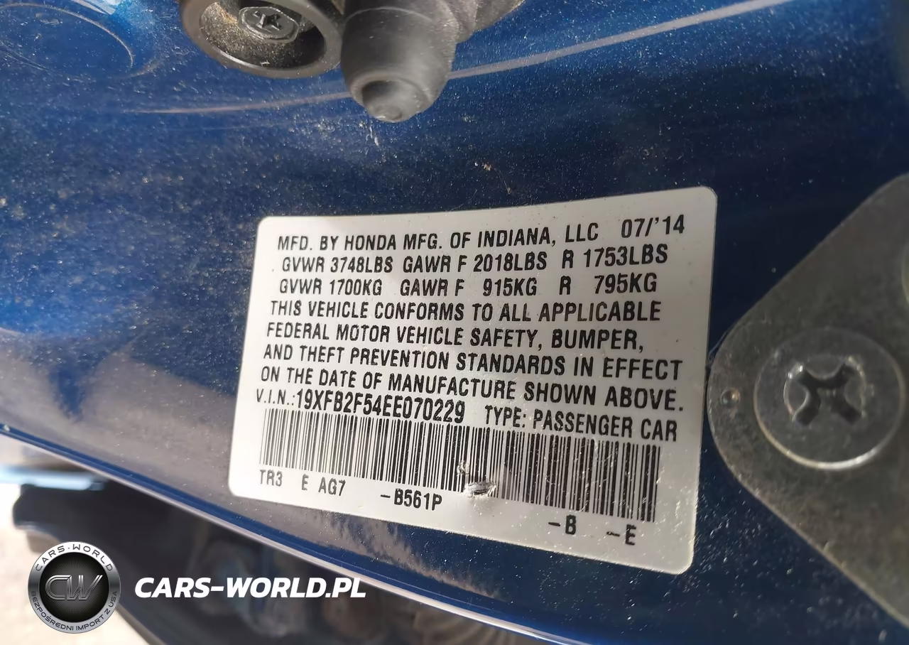 2014 Honda Civic Lx VIN:19XFB2F54EE070229 - 9