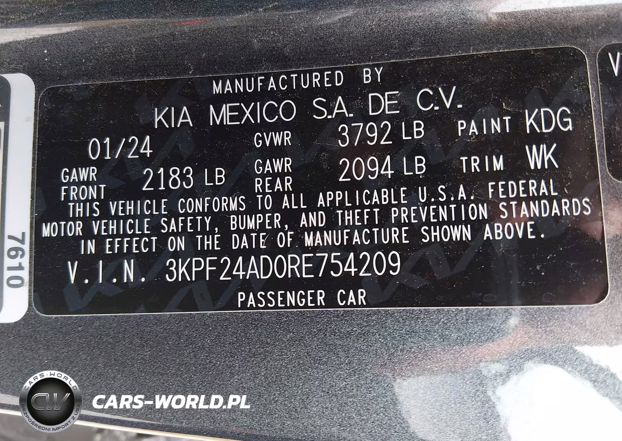 2024 Kia Forte Lxs VIN:3KPF24AD0RE754209 - 9