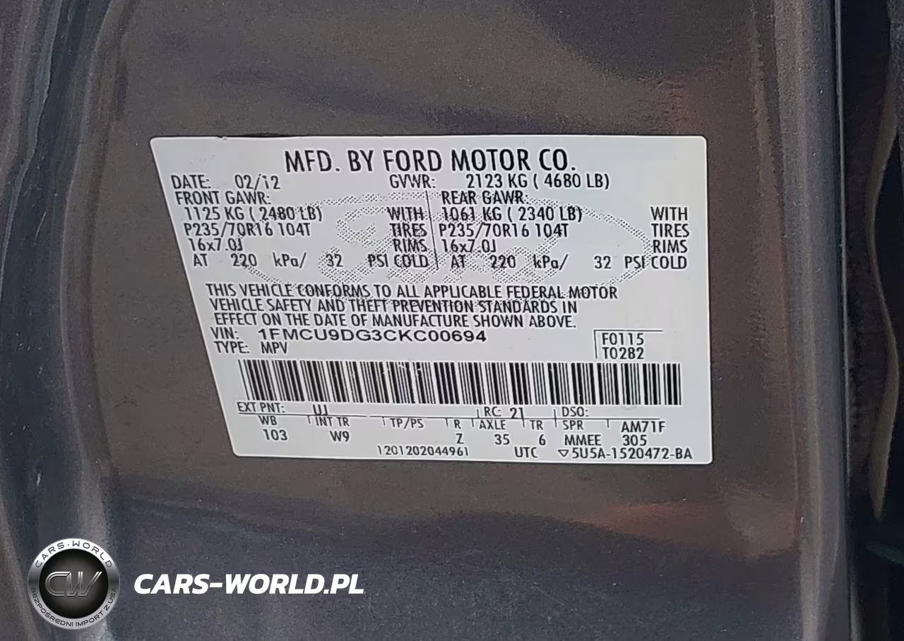 2012 Ford Escape Xlt VIN:1FMCU9DG3CKC00694 - 9