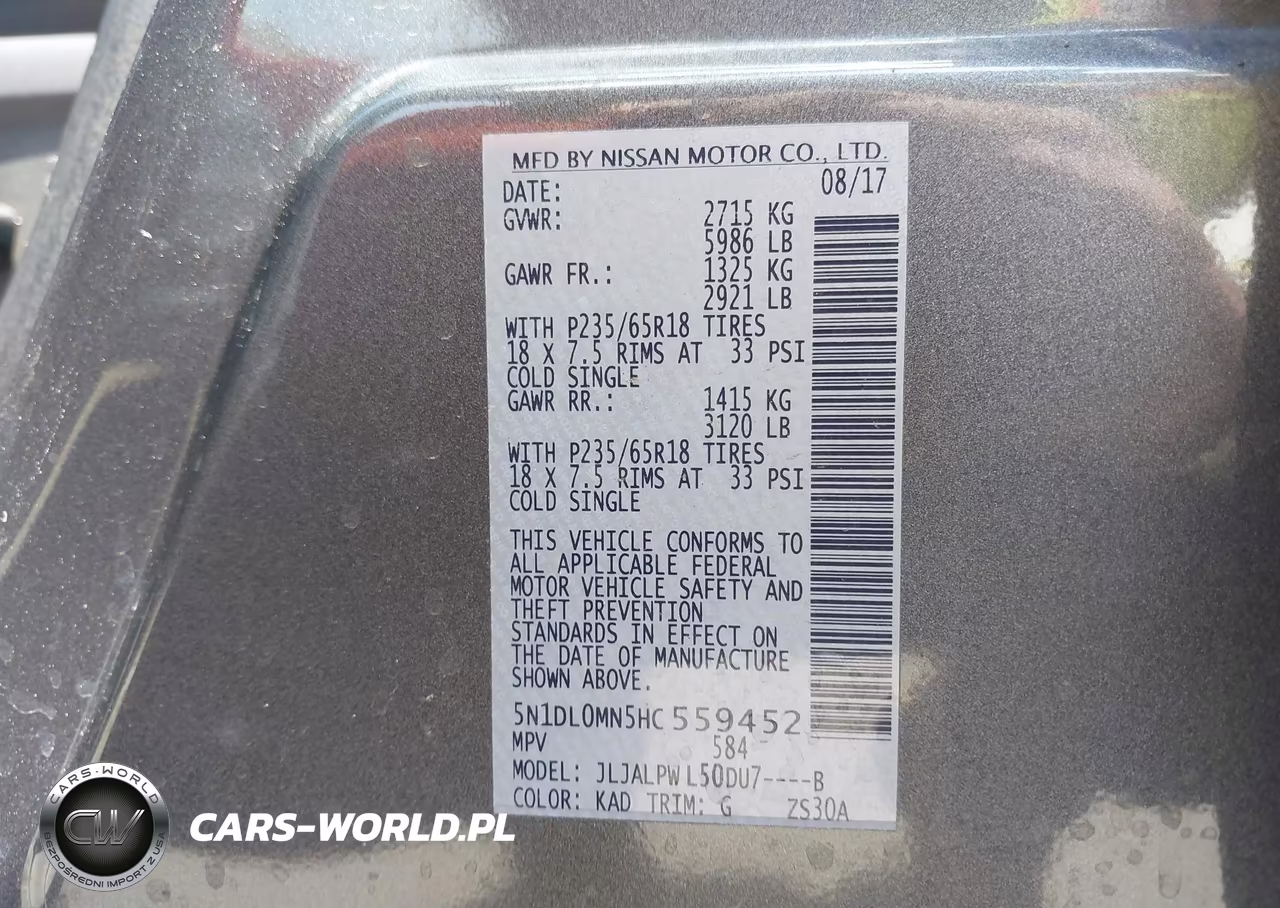 2017 Infiniti Qx60 VIN:5N1DL0MN5HC559452 - 9