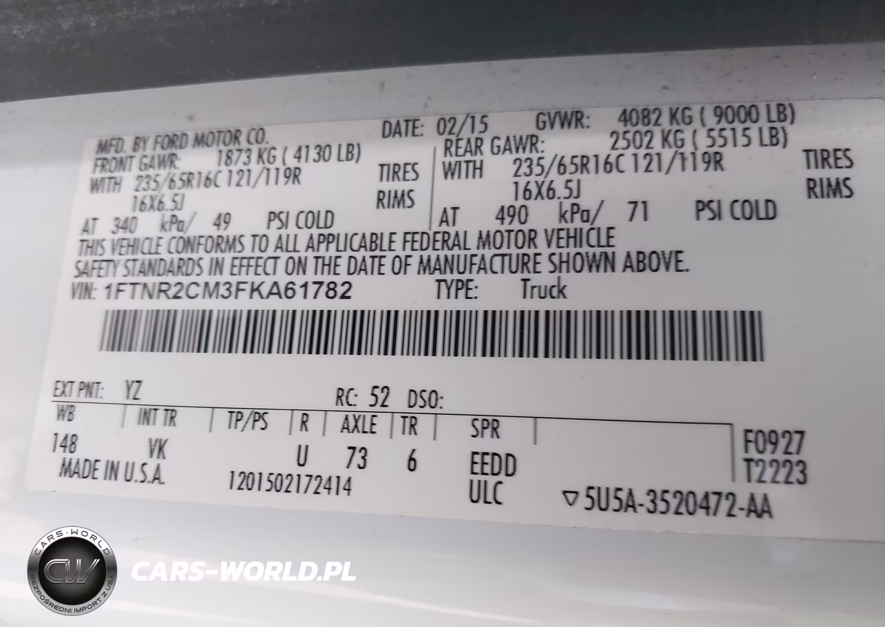 2015 Ford Transit-250 VIN:1FTNR2CM3FKA61782 - 9