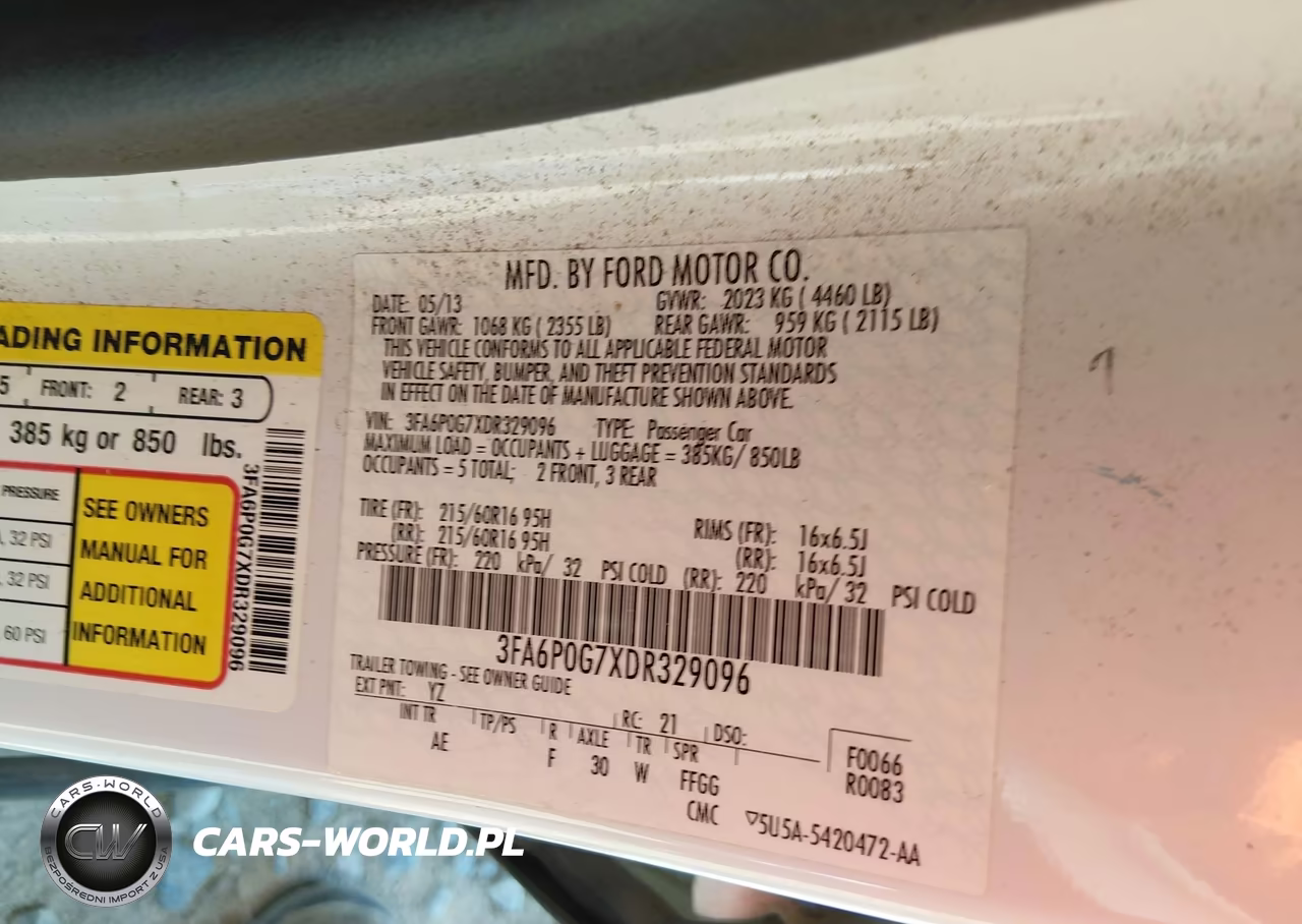 2013 Ford Fusion S VIN:3FA6P0G7XDR329096 - 9