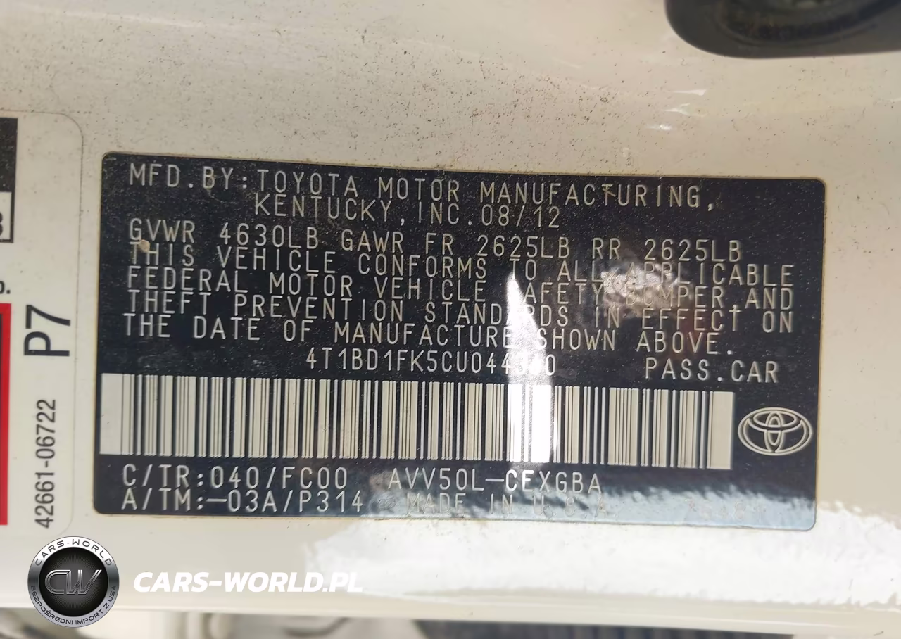2012 Toyota Camry Hybrid Xle VIN:4T1BD1FK5CU044340 - 9