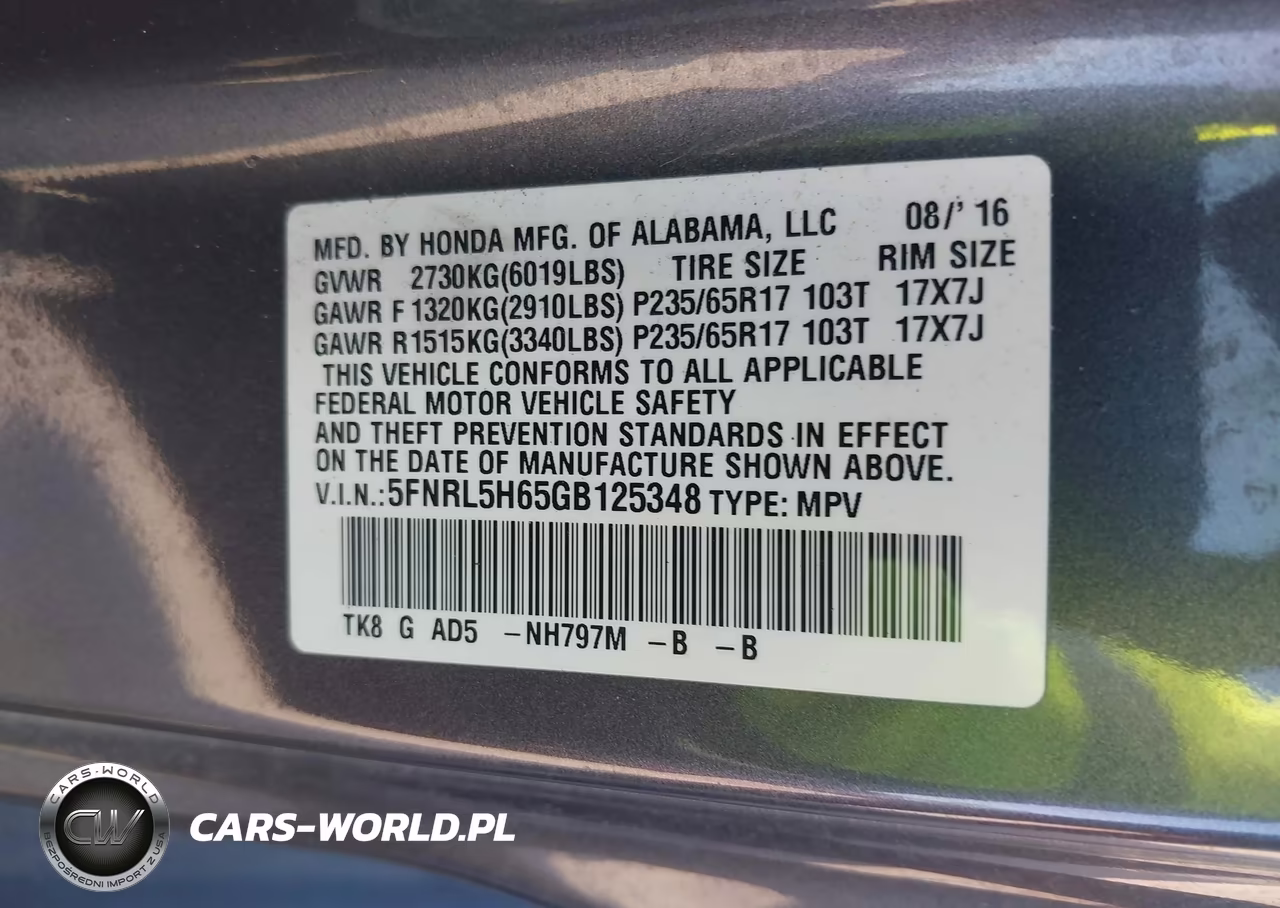 2016 Honda Odyssey Ex-L VIN:5FNRL5H65GB125348 - 9