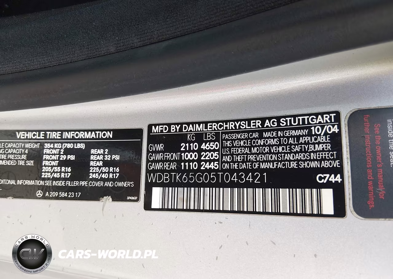 2005 Mercedes-Benz Clk 320 VIN:WDBTK65G05T043421 - 9