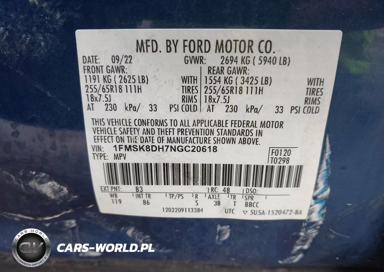 2022 Ford Explorer Xlt VIN:1FMSK8DH7NGC20618 - 9