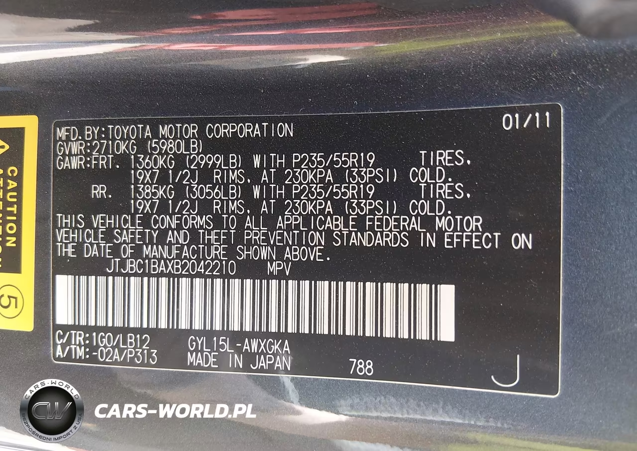 2011 Lexus Rx 450H VIN:JTJBC1BAXB2042210 - 9