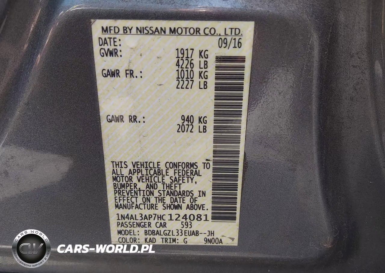 2017 Nissan Altima 2.5 S VIN:1N4AL3AP7HC124081 - 9