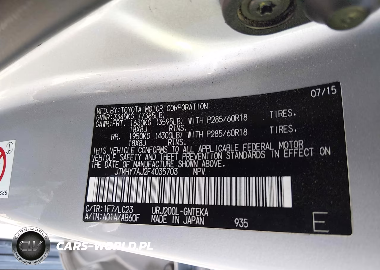 2015 Toyota Land Cruiser V8 VIN:JTMHY7AJ2F4035703 - 9
