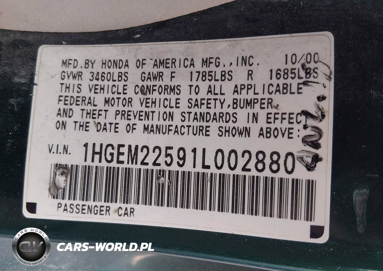 2001 Honda Civic Lx VIN:1HGEM22591L002880 - 9