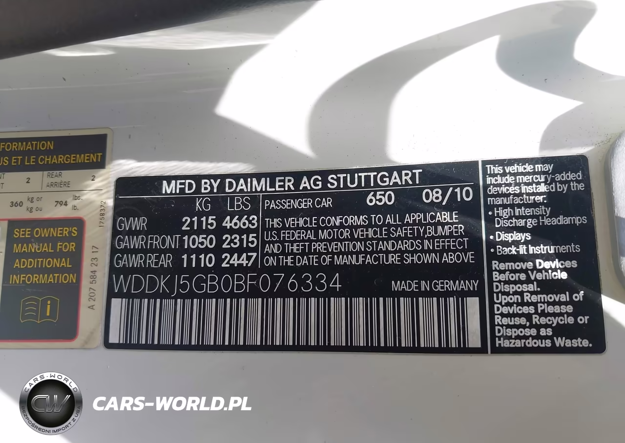 2011 Mercedes-Benz E 350 VIN:WDDKJ5GB0BF076334 - 9