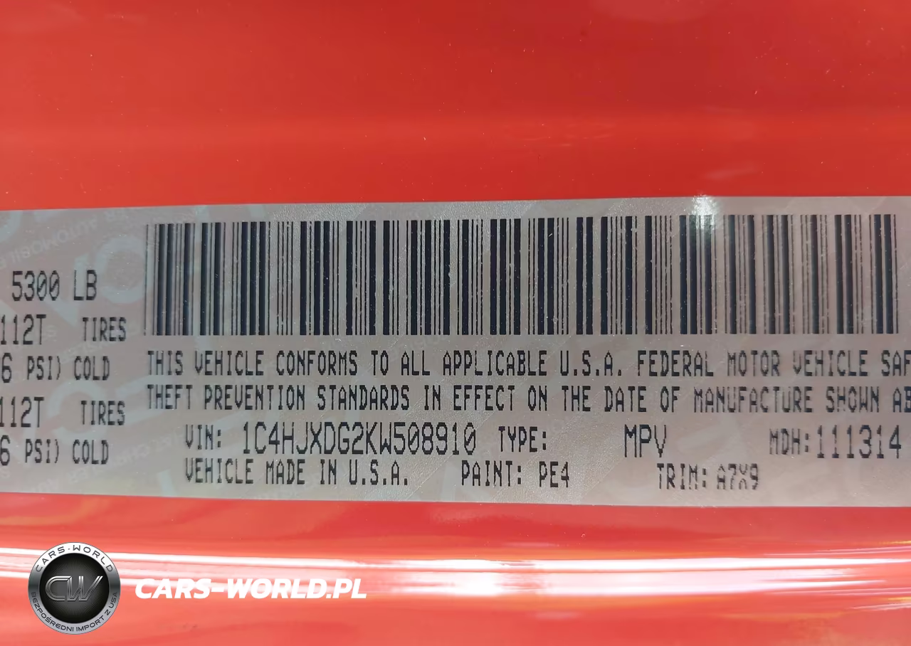 2019 Jeep Wrangler Unlimited Sport 4X4 VIN:1C4HJXDG2KW508910 - 9