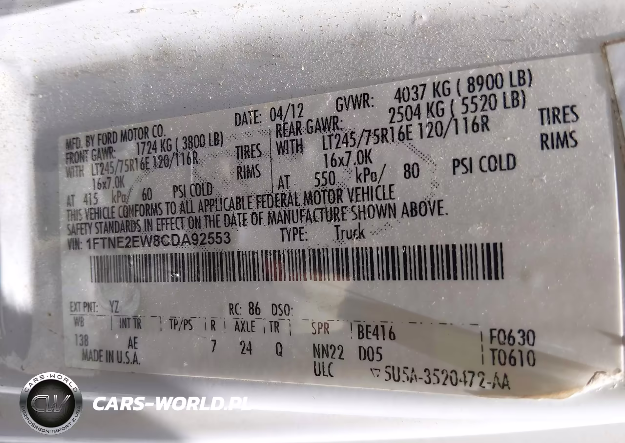 2012 Ford E-250 Commercial VIN:1FTNE2EW8CDA92553 - 9