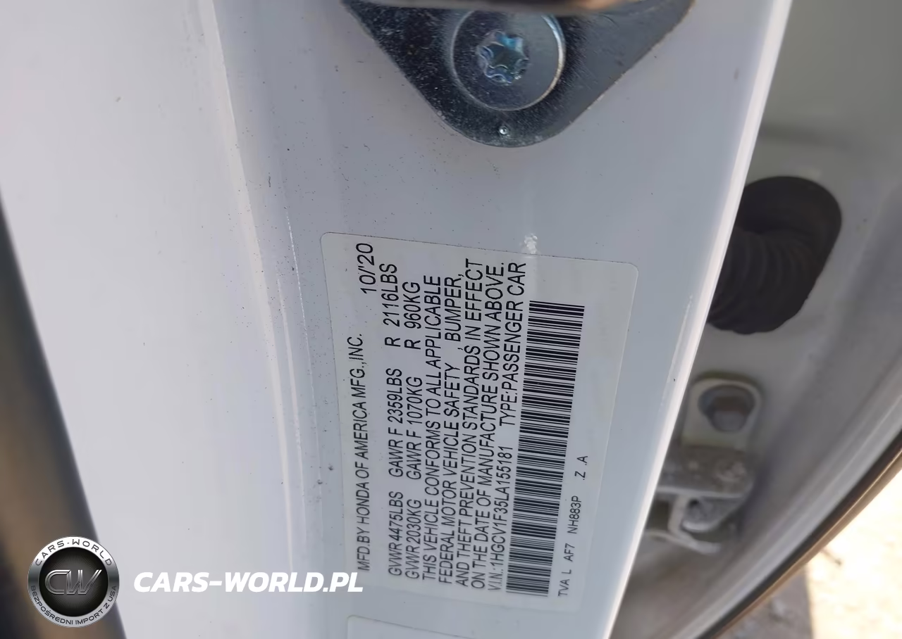 2020 Honda Accord Sport VIN:1HGCV1F35LA155181 - 9