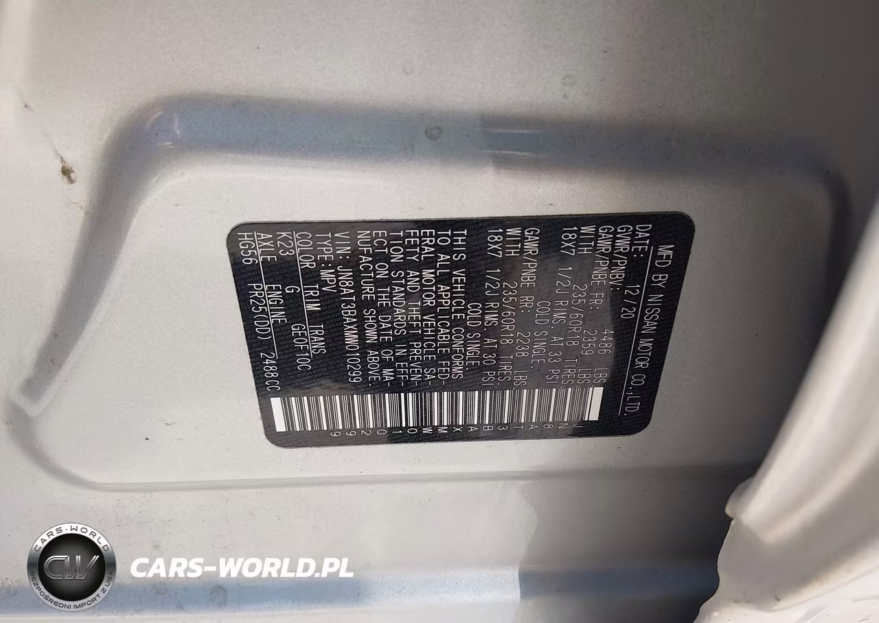 2021 Nissan Rogue Sv Fwd VIN:JN8AT3BAXMW010299 - 9