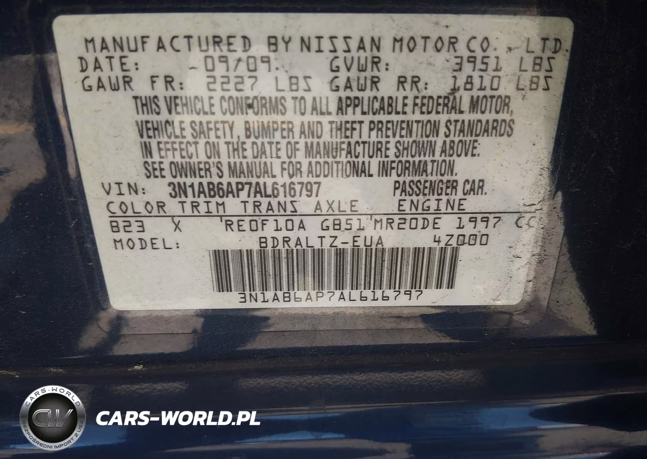 2010 Nissan Sentra 2.0S VIN:3N1AB6AP7AL616797 - 9