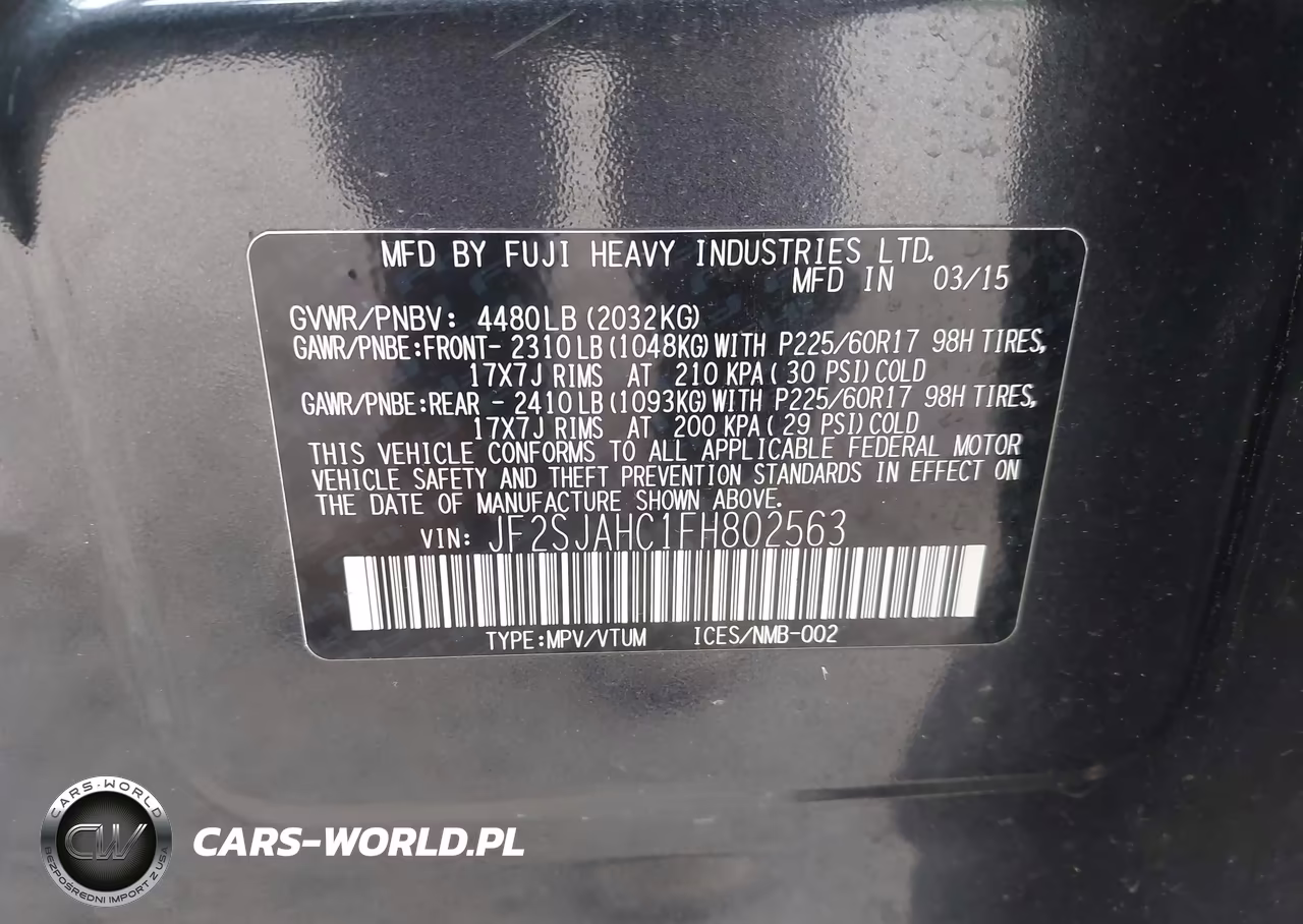 2015 Subaru Forester 2.5I Limited VIN:JF2SJAHC1FH802563 - 9