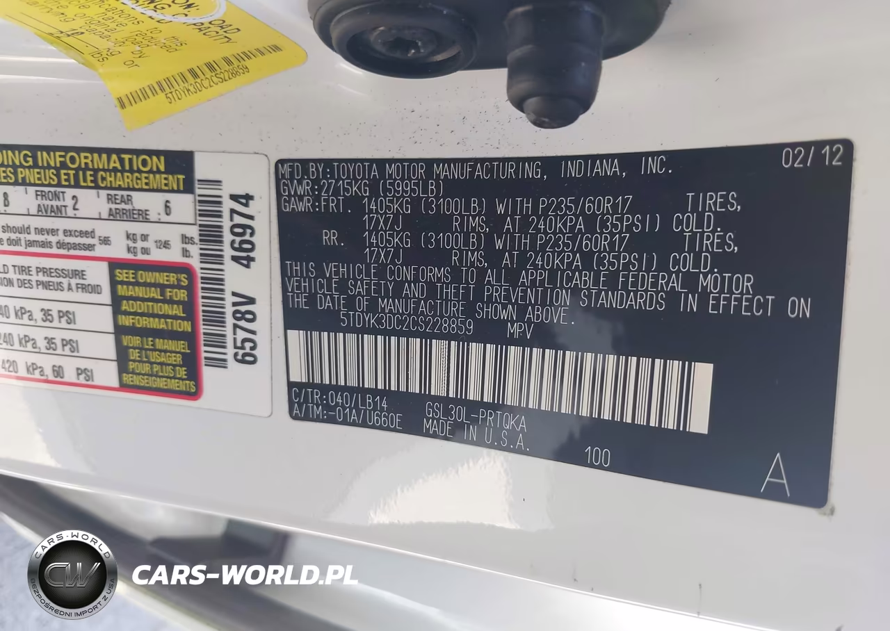 2012 Toyota Sienna Xle V6 8 Passenger VIN:5TDYK3DC2CS228859 - 9
