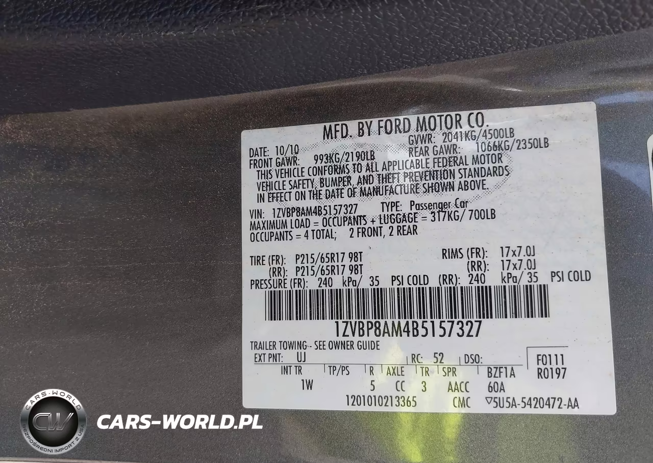 2011 Ford Mustang V6 VIN:1ZVBP8AM4B5157327 - 9
